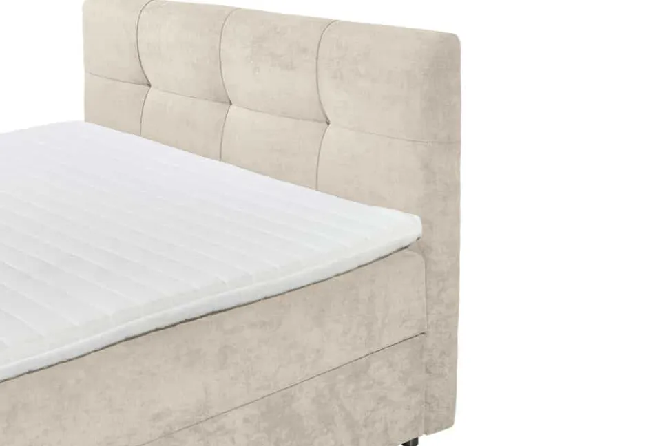 Boxspringbett TOULOUSE 180x200cm beige Microfaser inkl. Matratze Topper Stauraum