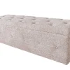 Chesterfield Bettbank EXTRAVAGANCIA 140cm champagner greige Bouclè mit Stauraum