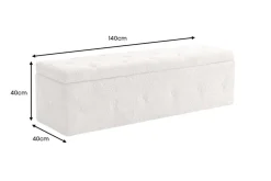 Chesterfield Bettbank EXTRAVAGANCIA 140cm champagner greige Bouclè mit Stauraum