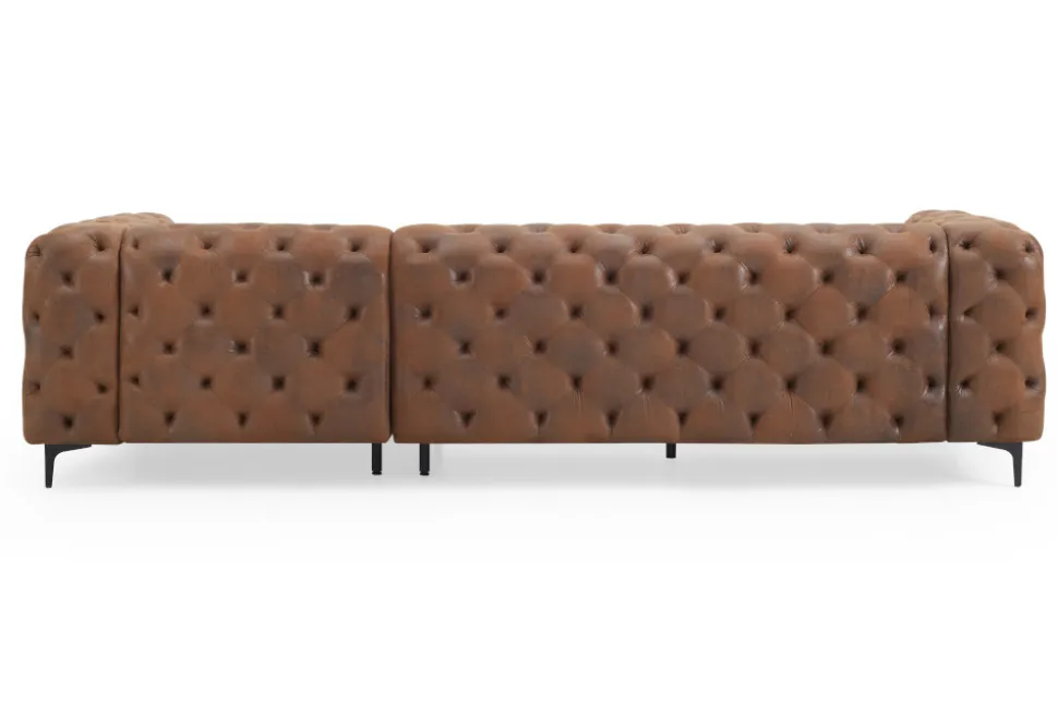Chesterfield Ecksofa MODERN BAROCK 275cm antik braun Microfaser 3-Sitzer Federkern