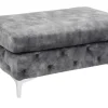 Chesterfield Hocker MODERN BAROCK 90cm dunkelgrau Samt Sitzhocker Fußhocker