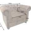 Chesterfield Sessel 110cm antik braun mit Knopfheftung und Federkern