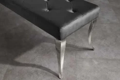 Chesterfield Sitzbank MODERN BAROCK DELUXE 170cm schwarz Samt silber Edelstahl