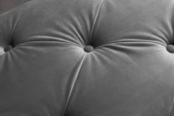 Chesterfield Sitzbank MODERN BAROCK DELUXE 170cm grau Samt silber Edelstahl