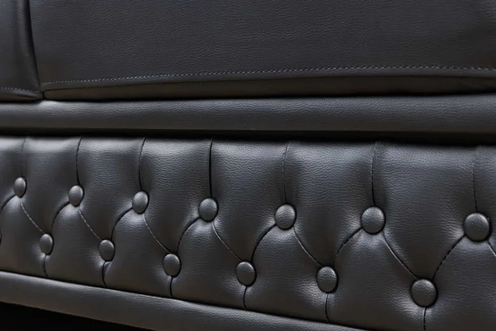 Chesterfield 3-Sitzer Sofa 205cm schwarz Nietenbesatz Federkern