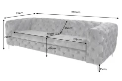 Chesterfield 3-Sitzer Sofa MODERN BAROCK 235cm dunkelgrau Samt Federkern Metallfüße