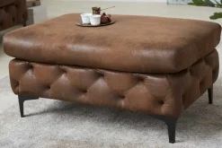 Chesterfield Sitzhocker MODERN BAROCK 90cm antik braun Fußhocker