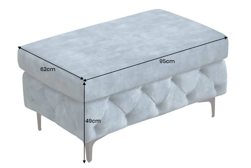 Chesterfield Sitzhocker MODERN BAROCK 95cm petrol Samt Fußhocker