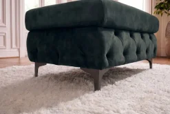 Chesterfield Sitzhocker MODERN BAROCK 95cm petrol Samt Fußhocker