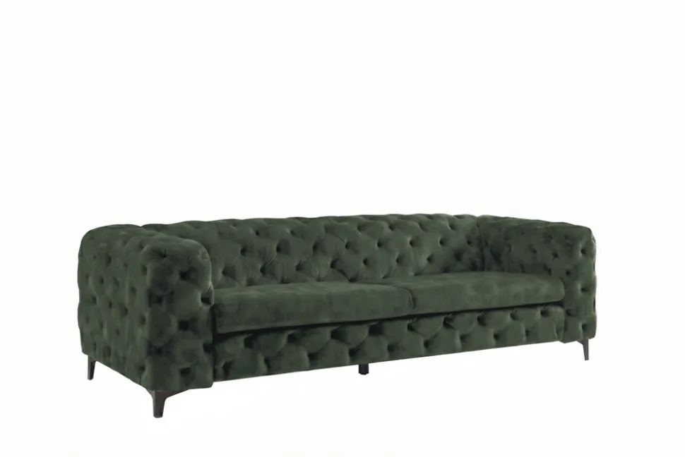 Chesterfield Sofa MODERN BAROCK 235cm grün Samt 3-Sitzer Couch Federkern