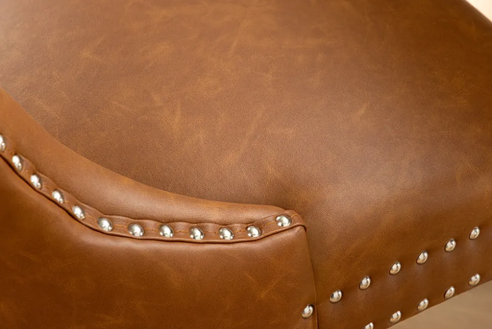 Chesterfield Stuhl CASTLE braun Kunstleder schwarz Massivholz mit Komfortgriff