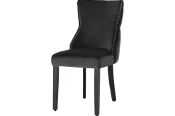 Chesterfield Stuhl CASTLE DELUXE schwarz Samt mit Löwenkopf Nieten