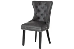 Chesterfield Stuhl CASTLE schwarz Kunstleder Massivholz mit Komfortgriff