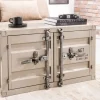Container-Schrank GLOBETROTTER 80cm greige Metall Couchtisch mit Flügeltüren Kommode
