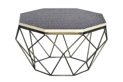 Couchtisch DIAMOND 70cm schwarz weiß messing Mosaik Kunsthandwerk