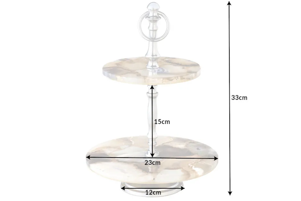 Deko Etagere NOBLE 35cm silber Edelstein handmade Achat Quarz Aluminium