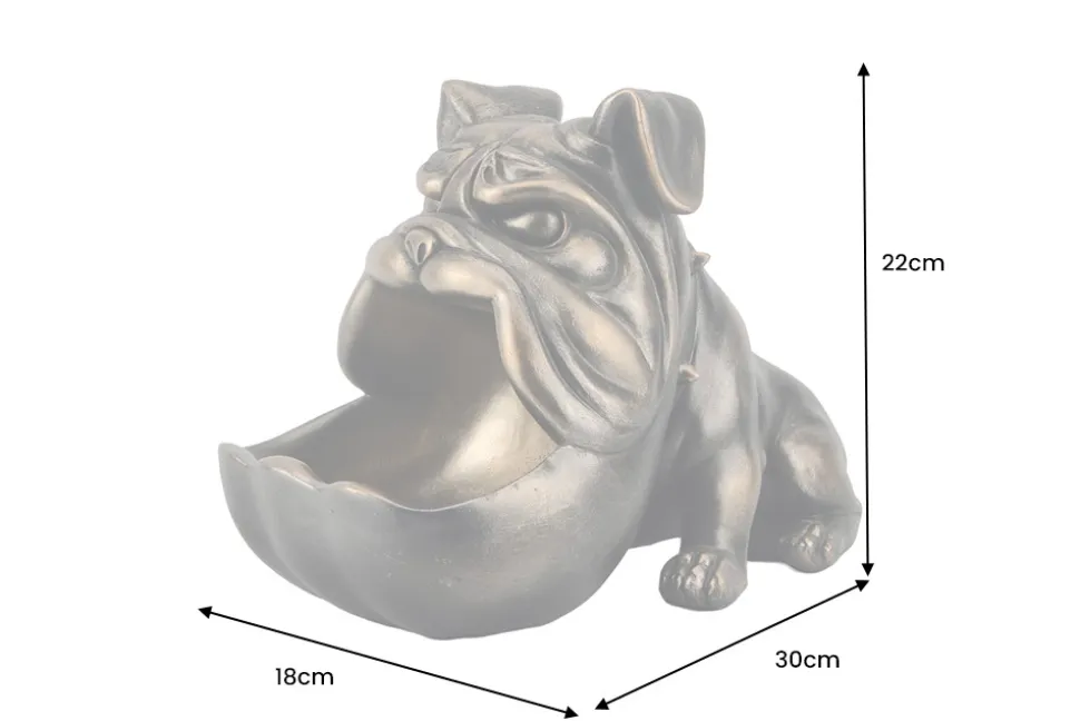 Deko-Figur BULLDOG 30cm bronze mit Ablagefach handmade