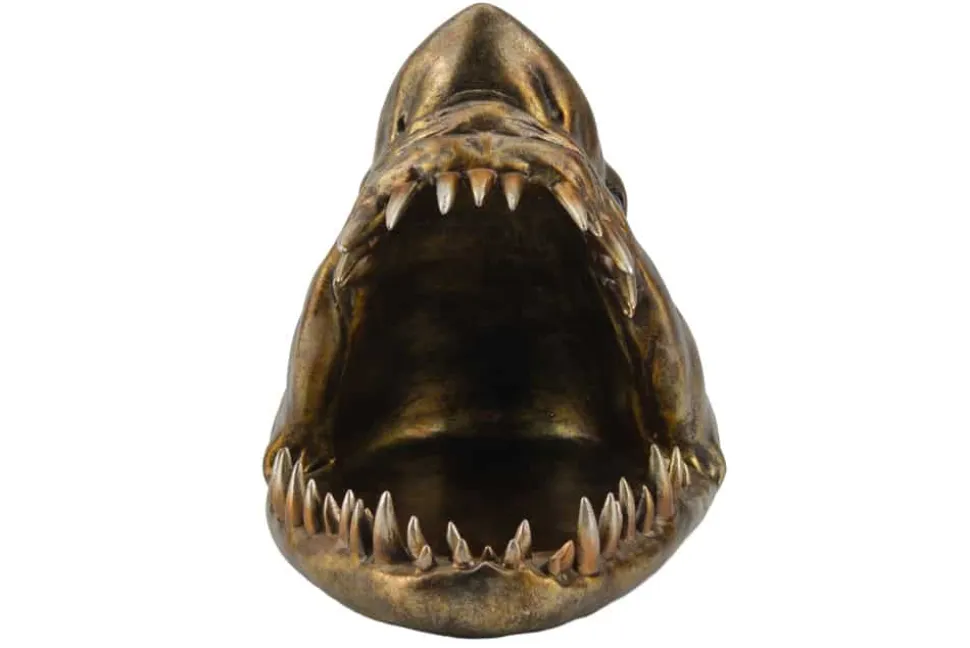 Deko-Figur SHARK HEAD 25cm bronze mit Ablagefach handmade