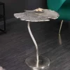 Dekorativer Beistelltisch GINKGO LEAF 55cm silber handmade Metall