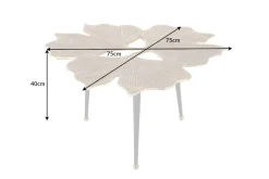 Dekorativer Couchtisch GINKGO LEAFS 75cm gold handmade Metall