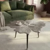 Dekorativer Couchtisch GINKGO LEAFS 75cm silber handmade Metall