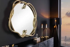 Dekorativer Spiegel SNAKE XL 85cm gold Metall Schlangen-Skulptur