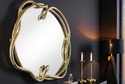 Dekorativer Spiegel SNAKE XL 85cm gold Metall Schlangen-Skulptur