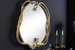 Dekorativer Spiegel SNAKE XL 85cm gold Metall Schlangen-Skulptur