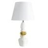 Dekorative Tischlampe STONES OF ZEN 70cm weiß gold mit Stoffschirm rund