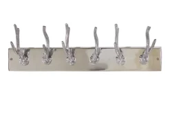 Dekorative Wandgarderobe DEER 50cm silber Aluminium poliert Hirschgeweih Kleiderhaken
