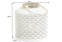 Deko Windlicht CANDLELIGHT 20cm beige-grün Metall handmade Laterne