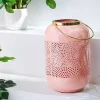 Deko Windlicht CANDLELIGHT 30cm pastell-rosa Metall handmade Laterne