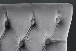 Design Barhocker CASTLE DELUXE grau Samt silber Edelstahl mit Lehne Chesterfield