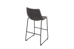Design Barhocker DJANGO vintage grau Microfaser mit Lehne Eisengestell schwarz