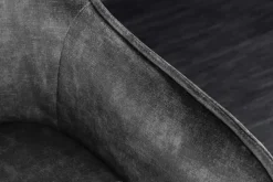 Design Barhocker EUPHORIA grau Samt schwarze Metallbeine Barstuhl mit Lehne