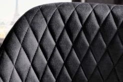 Design Barhocker PARIS grau Samt mit Lehne Metall schwarz gold Ziersteppung