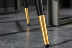 Design Barhocker PARIS grau Samt mit Lehne Metall schwarz gold Ziersteppung
