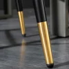 Design Barhocker PARIS senfgelb Samt mit Lehne Metall schwarz gold Ziersteppung