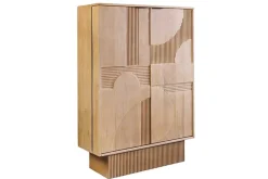 Design Barschrank ART DECO 140cm weiß gekälkt Mangoholz 3D-Front