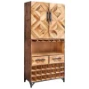 Design Barschrank BODEGA 160cm natur Pinienholz Weinregal Glashalter Schubladen