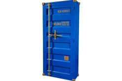 Design Barschrank Container GLOBETROTTER 180cm blau Weinregal Upcycling