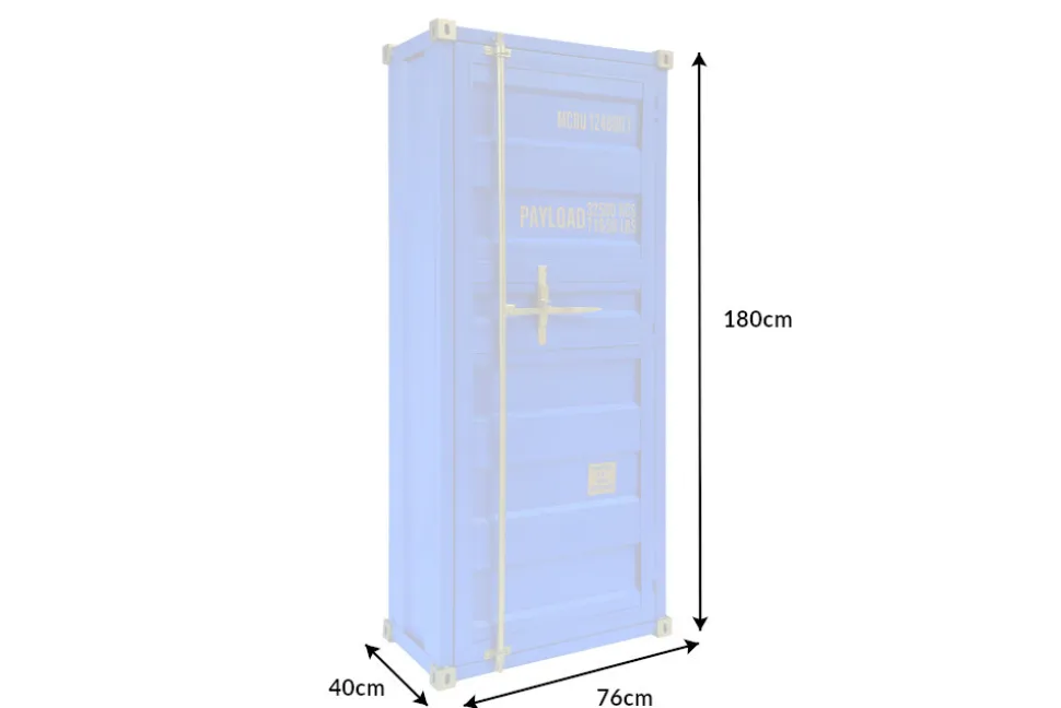 Design Barschrank Container GLOBETROTTER 180cm blau Weinregal Upcycling