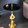 Design Beistelltisch ABSTRACT 45cm gold Metall schwarze Glasplatte handmade rund