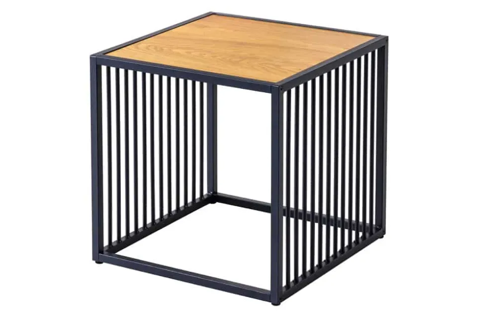 Design Beistelltisch ARCHITECTURE 40cm natur schwarz Wildeiche Metall