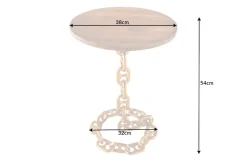 Design Beistelltisch CHAINS 55cm gold Mangoholz handmade Metall rund Kettengestell massiv