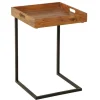 Design Beistelltisch CIANO 40cm Akazie Massivholz schwarz Tablett-Tisch