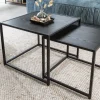 Design Beistelltische 2er Set SLIM LINE 50cm Esche schwarz Industrial Stil