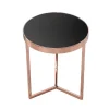 Design Beistelltisch Original ASTRO 50cm kupfer Metall schwarze Glasplatte Couchtisch rund