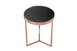 Design Beistelltisch Original ASTRO 50cm kupfer Metall schwarze Glasplatte Couchtisch rund