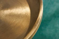 Design Beistelltisch TRAYFUL 60cm antik gold weißer Marmorfuß handmade rund